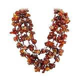 Red Agate Multi Strand Fancy Gemstone 19.5 inch Long Necklace