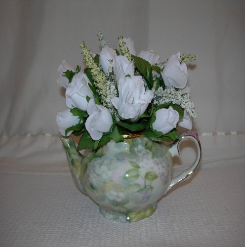 Silk Floral Arrangement in TeaPot