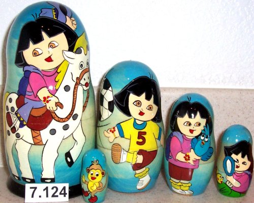 Russian Nesting Doll Dora Explorer 5 Pc / 7 in #7.124