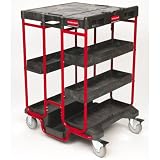 Rubbermaid Ladder Steel Service Cart, 4 Shelves, Black, 500 lbs Load Capacity, 42" Height, 31-1/2" Length x 27" Width