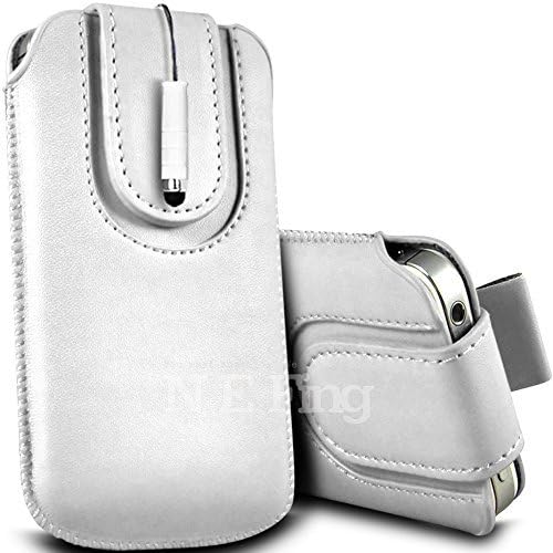 N E Fing White PU leather magnet button pull tab case &amp; mini stylus for Nokia N9(l)