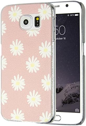 Galaxy S6 Case, Aeonn Floral Print Vintage Pattern Perfection Design Embossed Surface Bumper, Scratch Resistant Clear Slim Fit Hardcover Premium Plastic Case for Galaxy S6 (Pink Daisy)