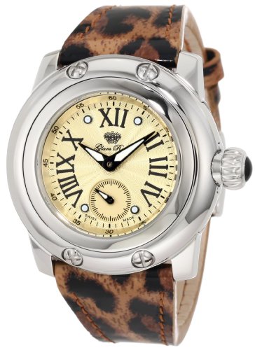 Glam Rock Women's GRD40033LP Palm Beach Champaign Dial Brown Maculate Patent Leather Watch