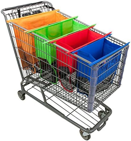 TripSaver Durable &amp; Reusable Grocery Shopping Cart Bag Set - Folds Up For Easy Storage