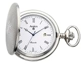 Avalon Silver Tone Covered Pocket Watch with 515 Swiss Parts Date Movement and Chain # 8740SX