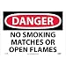 NMC D217PB OSHA Sign, "DANGER NO SMOKING MATCHES OR OPEN FLAMES", 14" Width x 10" Height, Pressure Sensitive Vinyl, Black/Red On White