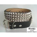 ウェンディーズ WENDY'S of LONDON 4連 スモール ピラミッド スタッズ ベルト(SV/BK)[並行輸入品]