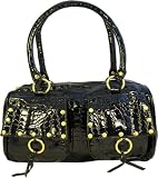 Ladies Black Croc Gold Designer Handbag