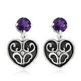Sterling Silver Amethyst Heart-Shaped Celtic Earrings