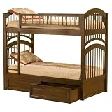 Windsor Twin/Twin Bunk Bed with Under-Bed Drawers - Antique Walnut