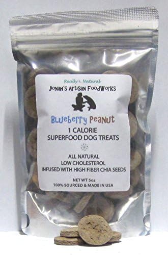 New! Small Batch Chia Dog Treats: 1 Calorie Blueberry Peanut, All Natural, Human Grade, Sourced &amp; Made in USA (96 treats / 10 ounces)