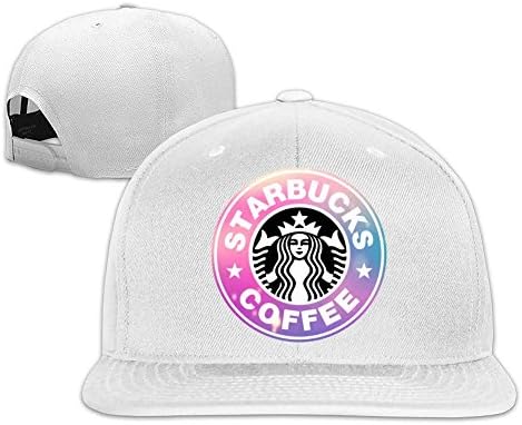 Rowstar Unisex Starbucks Coffee Logo Flat Brim Baseball Snapback Cap White
