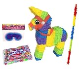 Burro Pinata Party Kit Including Pinata, 3lb Candy and Toy Fillers, Buster Stick, and Blindfold