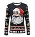 DREAGAL Women Long Sleeves Santa Claus Printed Christmas T Shirt Tops