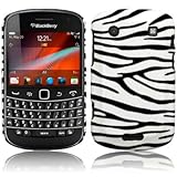 BLACKBERRY BOLD 9930 ZEBRA PU LEATHER ONE-PIECE SNAP CASE, WITH QUBITS-BRAN ....