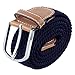 moonsix Braided Elastic Belts for Men,PU Leather Stretch Fabric Woven Web Belt,Style 1-Navy Blue
