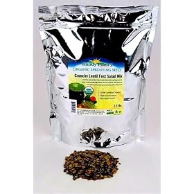 Crunchy Lentil Fest Sprouting Seed Mix- 2.5 Lbs- Organic- Green, Red & French Lentils- Edible Seeds, Salad, Soup, Sprouts & Food Storage