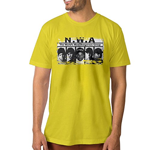Customize Men's T Shirt N W Gangsta Rap Logo L Yellow