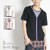 Drift Rage 星柄半袖トリミングパーカー＆ピンボーダーUネックTシャツ・カットソーセット（E-10027-111）