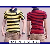【送料無料】Ralph Lauren　ラルフローレン メンズボーダーポロシャツ ビッグポニー【M イエロー】