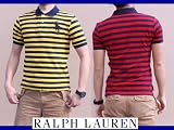 【送料無料】Ralph Lauren　ラルフローレン メンズボーダーポロシャツ ビッグポニー【M イエロー】