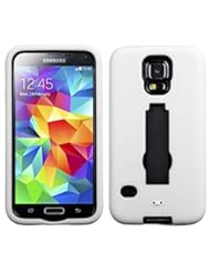 Wireless: myLife Bright White and Dark Midnight Black - Shock Suit Survivor Series (Built in Kickstand + Easy Grip Silicone) 3 Piece + 2 Layer Case for NEW Galaxy S5 (5g) Smartphone By Samsung (External Flex Silicone Bumper Gel + Internal 2 Piece Rubberized Snap Fitted Armor Protector + Shock Absorbing Material) - myLife Brand Products