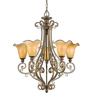 Quoizel Fountain Art Glass Five Light Chandelier by Quoizel