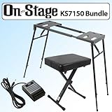 On Stage KS7150 Platform Style Keyboard Stand Black Bundle With On Stage KT7800 Three-Position X-Style Bench and On Stage KSP20 Keyboard Sustain Pedal