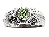 0.95 cts Green Sapphire and Diamond Ring - 14kt White or Yellow Gold