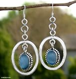 Chalcedony earrings, 'Blue Creation' 1.1 W 2.6 L