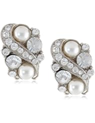 Nina Flo Crystal and Pearl Clip-On Earrings