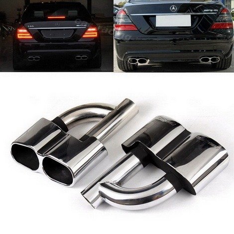 Auto Parts AMG Style Stainless Steel Twin Pipe Exhaust Muffler Tips Chrome 1Pair Fit For MERCEDE BENZ w221 s400 S550 S600