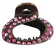 Hair Clip - H116- Claw Style studded with Swarovski TM Crystal Stones - Med Size (2-1/4" "x 1-1/4") - Antique Brass Tone ~ Rose (Pink)