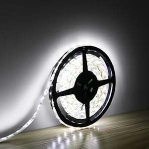 LE Lampux 12V Flexible LED Strip Lights, LED Tape, Daylight White, Waterproof, 300 Units 3528 LEDs, Light Strips, Pack of 16.4ft/5m