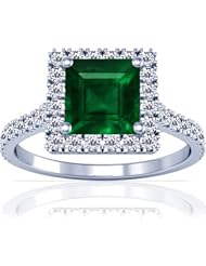 Platinum Princess Cut Emerald Ring With Sidestones (GIA Certificate)