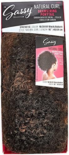 Natural Curl Off Black Auburn 16 Inch Drawstring Ponytail