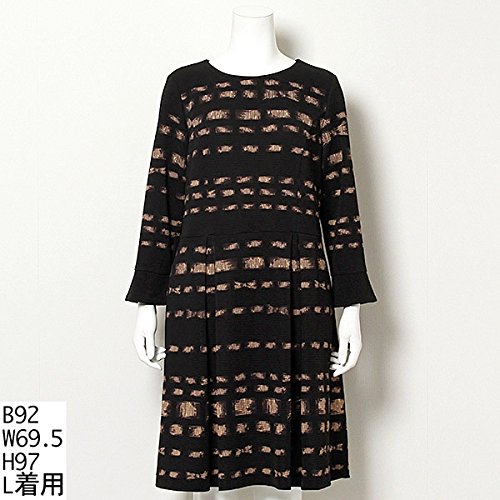 ピサーノ（PISANO） 全2色【大きいサイズ】【L・LL】グログランリボンボーダーのワンピース