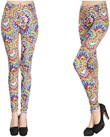 Elufly Women's One Size Fits All Slim Long Winter and Autumn Printed Leggings Pants