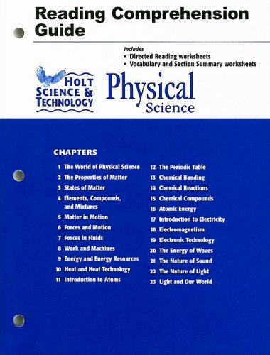 holt science  technology physical science reading and comprehension guide