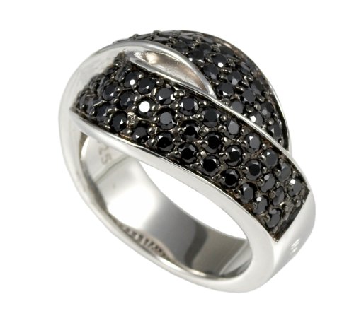 Merii Damen-Ring 925 Sterlingsilber rhodiniert Zirkonia schwarz Gr. 50 (15.9) M0361R/90/43 Preisvergleich