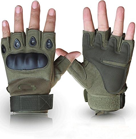 Syarin Tactical Military Gloves Protective Hard Knuckle Men Breathable Outdoor Fishing (Army Green, XL)