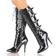 5 Inch Sexy High Heel Knee Boot Gothic Boot With Five Buckle Fastening Black Patent