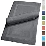 Luxury Hotel and Spa 100% Turkish Cotton Banded Panel Bath Mat Set 900gsm! (Gray, 2 Pack)