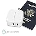 RAVPower 24W 4.8A Dual USB Wall Charger with iSmart Technology, Foldable Plug, LED indicator for iPhone, iPad, Samsung, Nexus and More - White