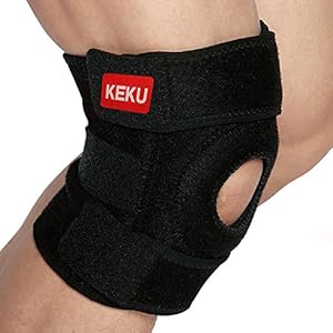 Keku Breathable Neoprene Knee Brace and Support, Best Open Patella Knee Protector Wrap Relieves Pain Symptoms,one Size, Black