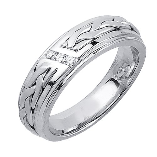 Elegant Diamond Wedding Bands With Comfort Fit 14K White Gold Can Also Be Made In Platinum or Other Colors 18K And 24K Is Also Available 6mm 0.09ct tw SI1 Clearity and H or I Color