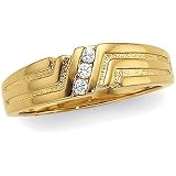 14K Yellow Gold Diamond Wedding Band Duo - Gent's Ring