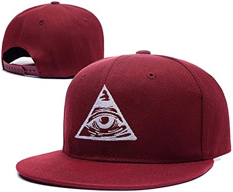 YUDUODUO All Seeing Illuminati Eye Adjustable Snapback Embroidery Caps Hats - Red