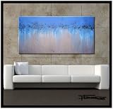 LARGE MODERN CANVAS WALL ART-COLLINS AVE Limited Edition, Hand Embellished, Giclee on canvas, Textured Abstract Painting 48 x 24 x 1.5