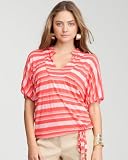 bebe Stripe V-Neck Tie Dolman